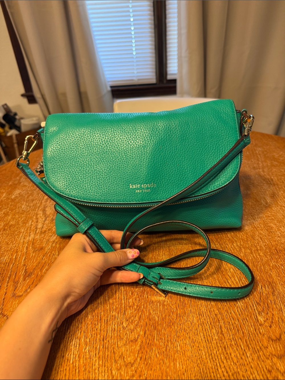 kate spade emerald pebbled leather crossbody bag